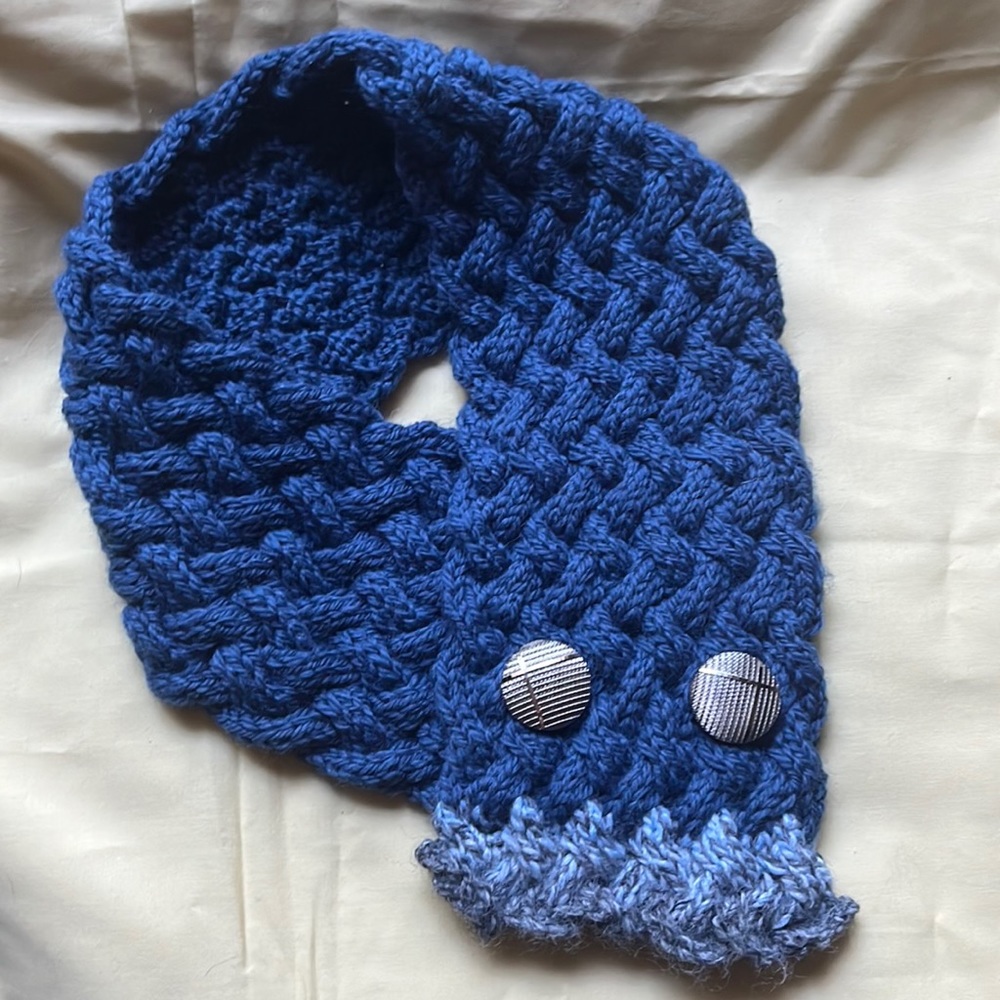 Handmade Blue Wool Cowl/Scarf